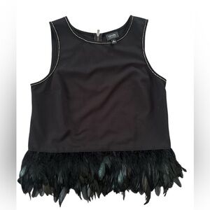 Like New-Nicole‎ Miller Black Feathered & Beaded Top - Size Medium